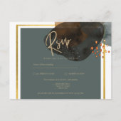 Blauwgroen AARDE TONEN WEDDING INVITE QR Code Briefkaart (Voorkant)