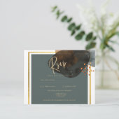 Blauwgroen AARDE TONEN WEDDING INVITE QR Code Briefkaart (Staand voorkant)