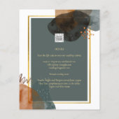 Blauwgroen AARDE TONEN WEDDING INVITE QR Code Flyer (Achterkant)