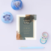 Blauwgroen AARDE TONEN WEDDING INVITE QR Code Flyer (Enkel)