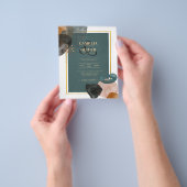 Blauwgroen AARDE TONEN WEDDING INVITE QR Code Flyer (Hand)