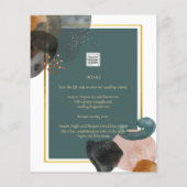 Blauwgroen AARDE TONEN WEDDING INVITE QR Code Flyer (Achterkant)