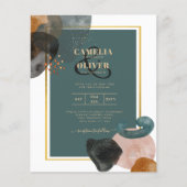 Blauwgroen AARDE TONEN WEDDING INVITE QR Code Flyer (Voorkant)