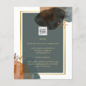 Blauwgroen AARDE TONEN WEDDING INVITE QR Code Flyer (Achterkant)