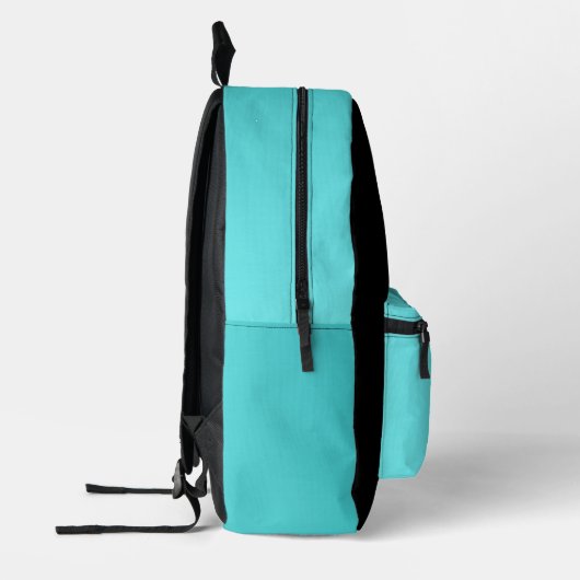 Blauwgroen ab zwart met naam bedrukte rugzak (Links)