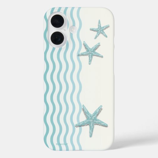 Blauwgroen Abstract Beachside Starfish Telefoon Ca Case-Mate iPhone Case (Achterkant)
