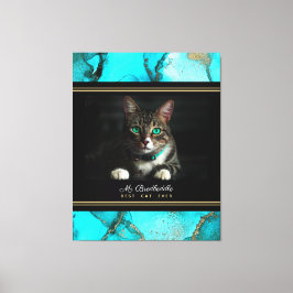 Blauwgroen Abstract Beste Kat ooit Foto Canvas Afdruk