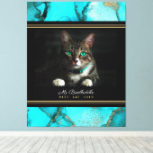 Blauwgroen Abstract Beste Kat ooit Foto Canvas Afdruk (Insitu (Houten vloer))