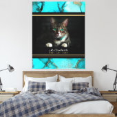 Blauwgroen Abstract Beste Kat ooit Foto Canvas Afdruk (Insitu (Slaapkamer))