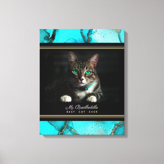 Blauwgroen Abstract Beste Kat ooit Foto Canvas Afdruk (Voorkant)