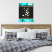 Blauwgroen Abstract Beste Kat ooit Foto Canvas Afdruk (Insitu (Slaapkamer))