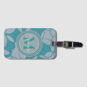Blauwgroen Abstract cirkelpatroon Gepersonaliseerd Bagagelabel (Voorkant (horizontaal))
