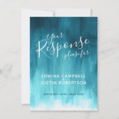 Blauwgroen abstract modern antwoord op het huwelij kaart (Voorkant)