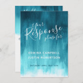 Blauwgroen abstract modern antwoord op het huwelij kaart (Voorkant / Achterkant)