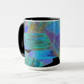 Blauwgroen Abstract ontwerp-monogram Mok (Voorkant links)