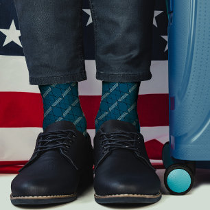 Blauwgroen Abstract patroon Geometrische diamantst Sokken