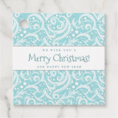 Blauwgroen Abstract sneeuwvlokpatroon#10 ID1009 Bedankjes Labels (Voorkant)