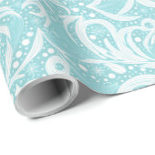 Blauwgroen Abstract sneeuwvlokpatroon#10 ID1009 Cadeaupapier (Rol Hoek)