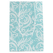 Blauwgroen Abstract sneeuwvlokpatroon#10 ID1009 Medium Cadeauzakje (Achterkant)