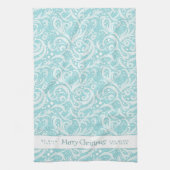 Blauwgroen Abstract sneeuwvlokpatroon#10 ID1009 Theedoek (Verticaal)