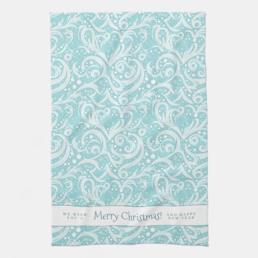 Blauwgroen Abstract sneeuwvlokpatroon#10 ID1009 Theedoek (Verticaal)