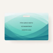 Blauwgroen Abstracte bedrijffoto-ID Badge (Achterkant)