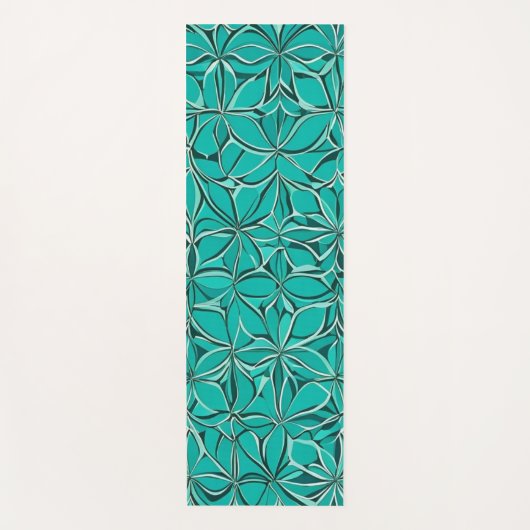 Blauwgroen Abstracte bladeren Yogamat (Voorkant)