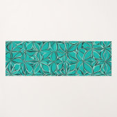 Blauwgroen Abstracte bladeren Yogamat (Voorkant (horizontaal))