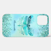 Blauwgroen Abstracte dragonfly-glitterie Case-Mate iPhone Case (Achterkant (horizontaal))