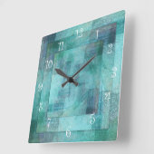 Blauwgroen Abstracte Keukenwandklokken Vierkante Klok (Hoek)