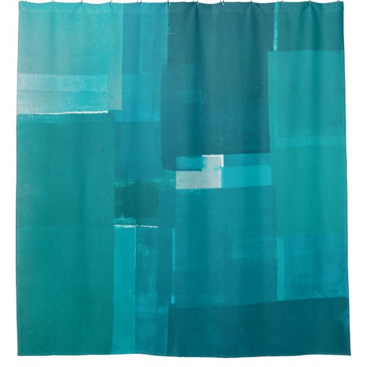 blauwgroen Abstracte kunst voor Windows Douchegordijn (Voorkant)