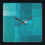 blauwgroen Abstracte kunst voor Windows Vierkante Klok<br><div class="desc">Het afbeelding dat wordt gebruikt om dit product te creëer is een origineel abstract kunstschilderij van T30 Gallery.</div>