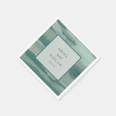 Blauwgroen abstracte kust chique moderne bruiloft servet (Hoek)