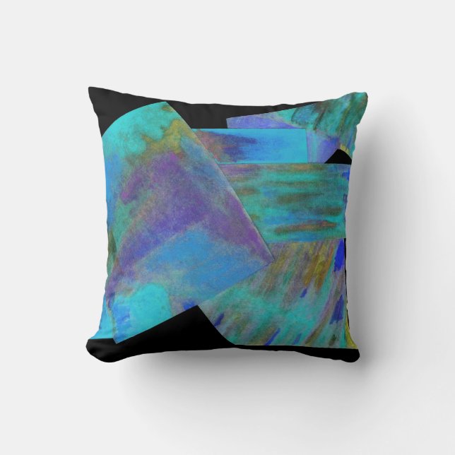 Blauwgroen Abstracte piloot Kussen (Voorkant)