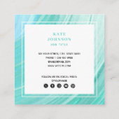  Blauwgroen Abstracte QR-code Sociale media Vierkante Visitekaartje (Achterkant)