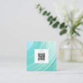  Blauwgroen Abstracte QR-code Sociale media Vierkante Visitekaartje (Staand voorkant)