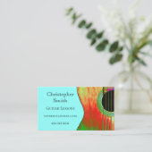 Blauwgroen Abstracte rode en groene gitaarlessen Visitekaartje (Staand voorkant)