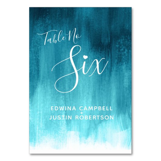 Blauwgroen abstracte was moderne kunsttabel nummer kaart (Voorkant)
