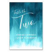 Blauwgroen abstracte wasmoderne kunsttafel nummer kaart (Achterkant)