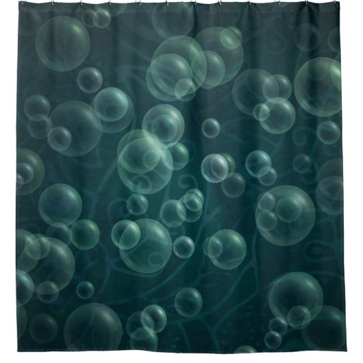 Blauwgroen Abstracte zeepbellen Douchegordijn (Voorkant)