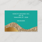 Blauwgroen achtergrond met Gold en Glitter Visitekaartje (Achterkant)