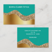 Blauwgroen achtergrond met Gold en Glitter Visitekaartje (Voorkant / Achterkant)