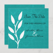 Blauwgroen  achtergrond sparen de Datum nodigt uit Save The Date (Voorkant / Achterkant)