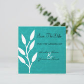 Blauwgroen  achtergrond sparen de Datum nodigt uit Save The Date (Staand voorkant)
