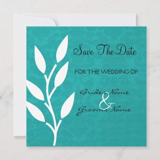 Blauwgroen  achtergrond sparen de Datum nodigt uit Save The Date (Voorkant)