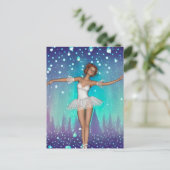 Blauwgroen achtergrond van Ballerina Painted Pearl Briefkaart (Staand voorkant)