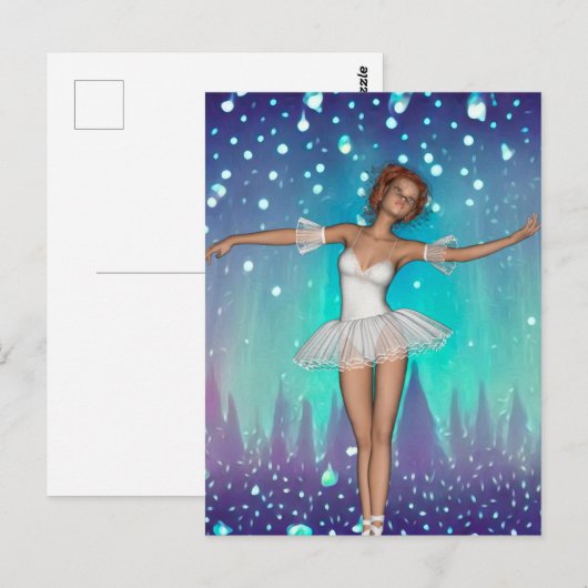 Blauwgroen achtergrond van Ballerina Painted Pearl Briefkaart (Voorkant / Achterkant)