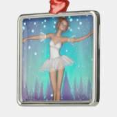 Blauwgroen achtergrond van Ballerina Painted Pearl Metalen Ornament (Links)
