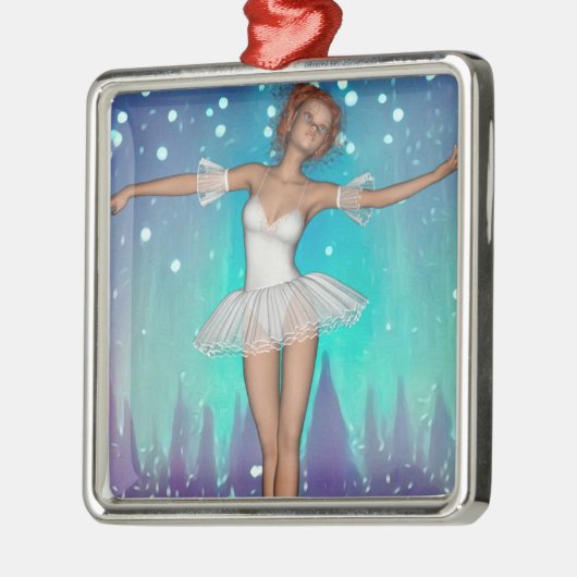 Blauwgroen achtergrond van Ballerina Painted Pearl Metalen Ornament (Links)
