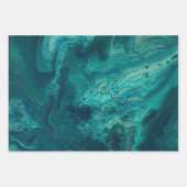 Blauwgroen acrylvezel Abstracte vloeisel Inpakpapier Vel (Voorkant 3)